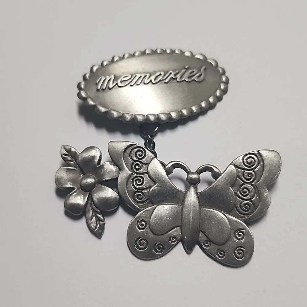 Hanging Charm Pendant Memories Butterfly Pewter